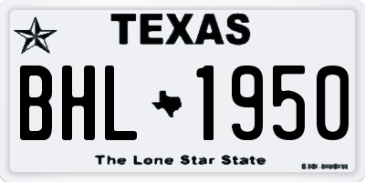 TX license plate BHL1950