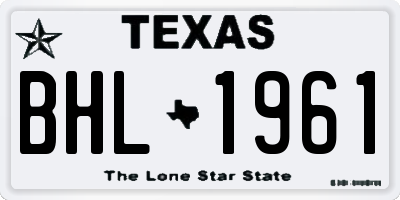 TX license plate BHL1961