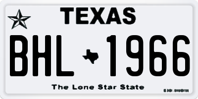 TX license plate BHL1966