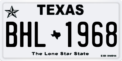 TX license plate BHL1968