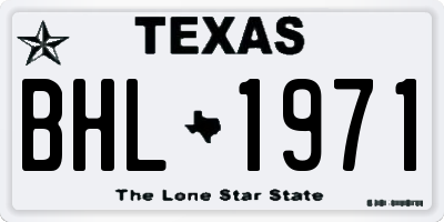 TX license plate BHL1971