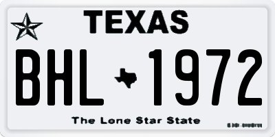 TX license plate BHL1972
