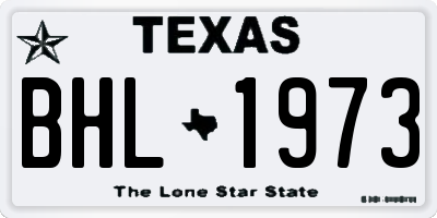 TX license plate BHL1973