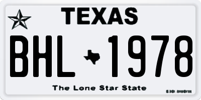 TX license plate BHL1978