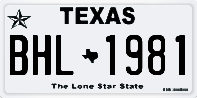 TX license plate BHL1981