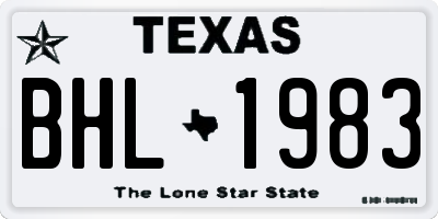 TX license plate BHL1983