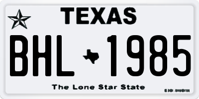 TX license plate BHL1985