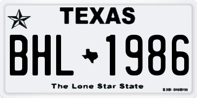 TX license plate BHL1986