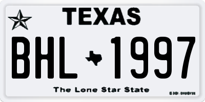 TX license plate BHL1997