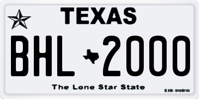 TX license plate BHL2000