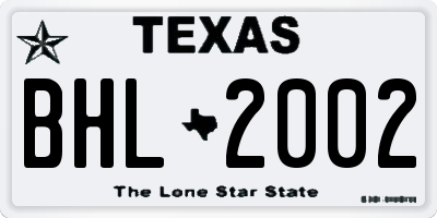 TX license plate BHL2002