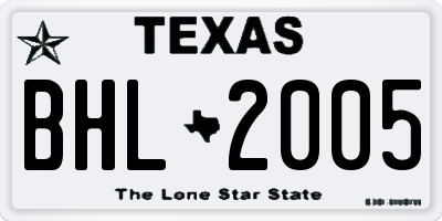 TX license plate BHL2005