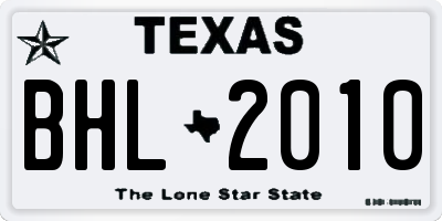TX license plate BHL2010