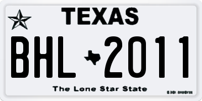 TX license plate BHL2011