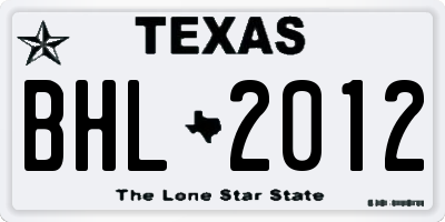 TX license plate BHL2012