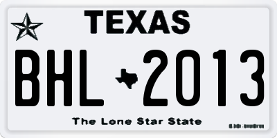 TX license plate BHL2013