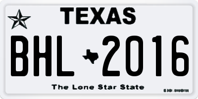 TX license plate BHL2016