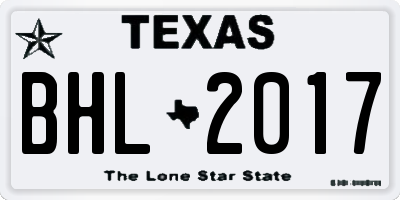 TX license plate BHL2017