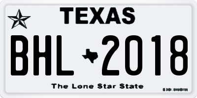 TX license plate BHL2018