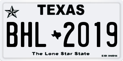 TX license plate BHL2019