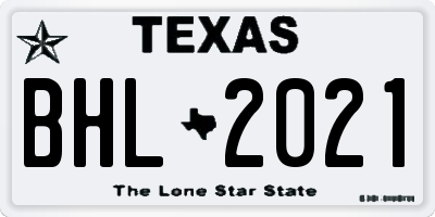 TX license plate BHL2021