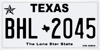 TX license plate BHL2045