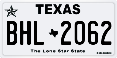 TX license plate BHL2062