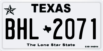 TX license plate BHL2071