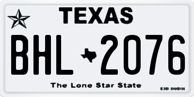 TX license plate BHL2076