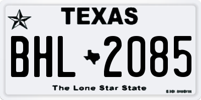 TX license plate BHL2085