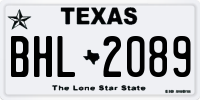 TX license plate BHL2089