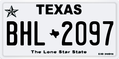 TX license plate BHL2097