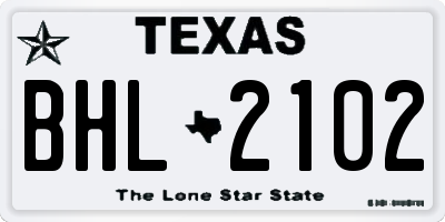 TX license plate BHL2102