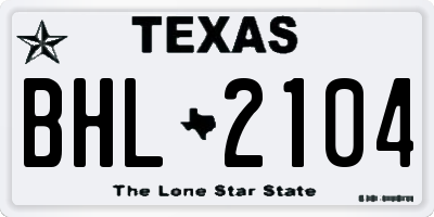 TX license plate BHL2104