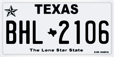 TX license plate BHL2106