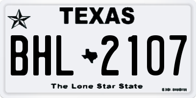 TX license plate BHL2107