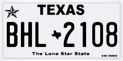 TX license plate BHL2108