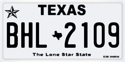 TX license plate BHL2109