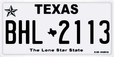 TX license plate BHL2113