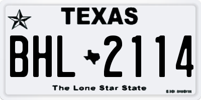 TX license plate BHL2114