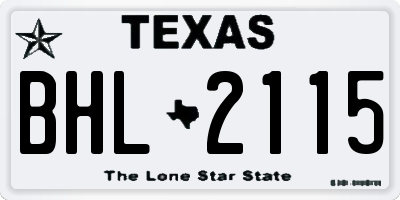 TX license plate BHL2115