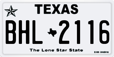 TX license plate BHL2116