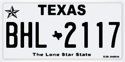 TX license plate BHL2117