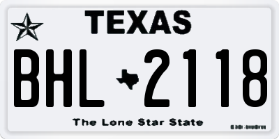 TX license plate BHL2118