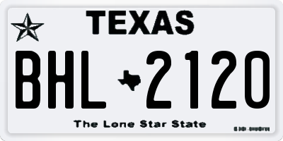 TX license plate BHL2120