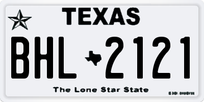 TX license plate BHL2121