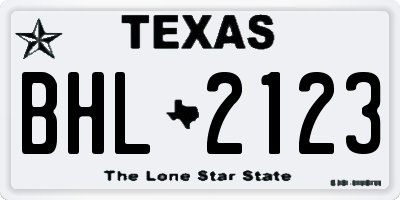 TX license plate BHL2123