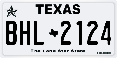 TX license plate BHL2124