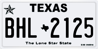 TX license plate BHL2125