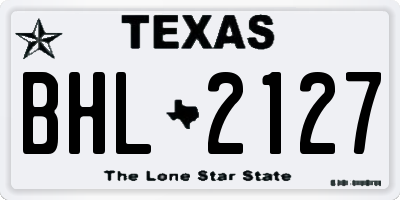 TX license plate BHL2127